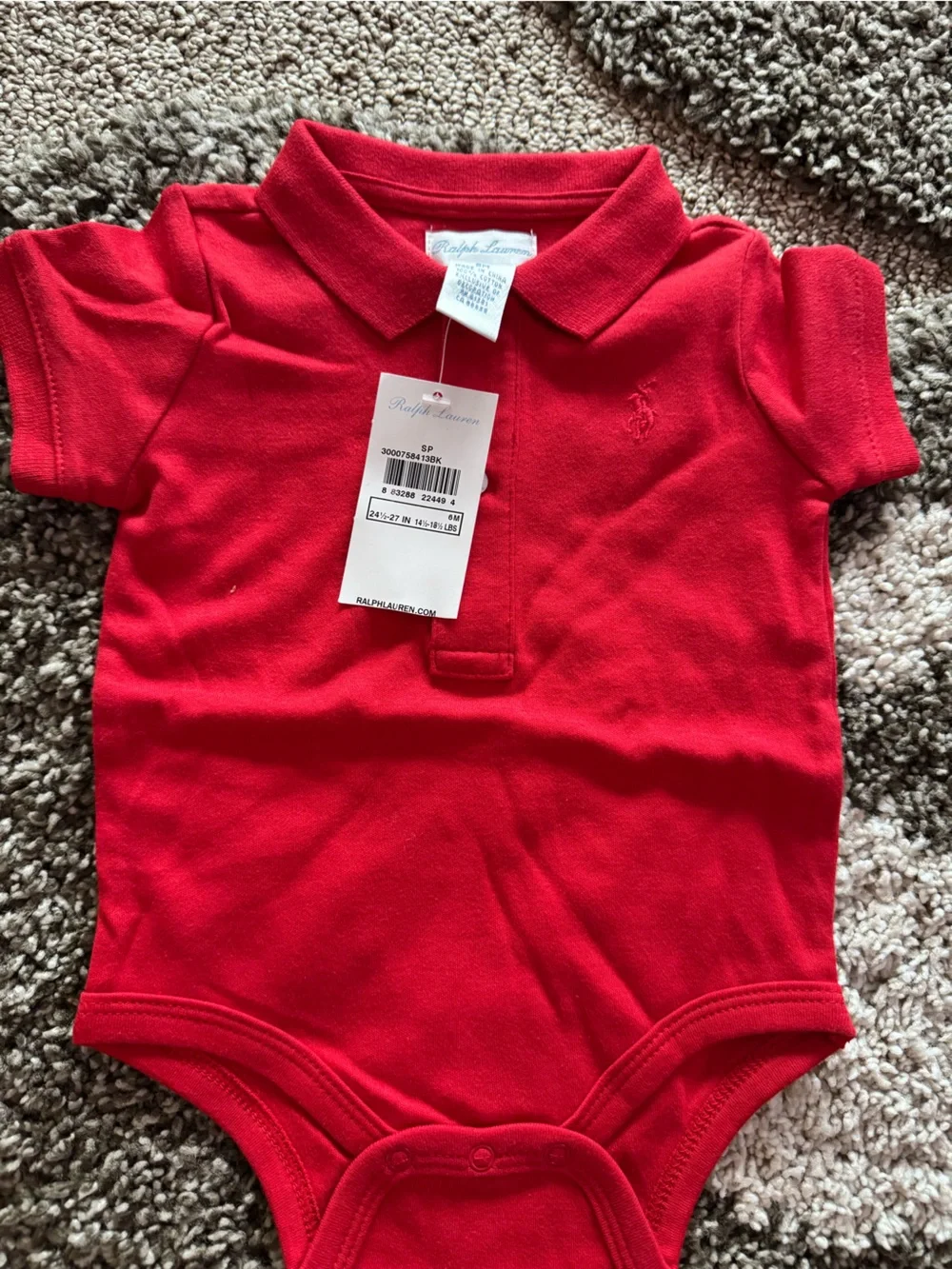 Ralph Lauren Bright Red Infant One-Piece Bodysuit